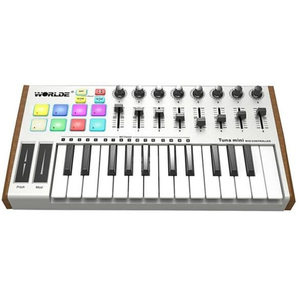 Stylish 25-Key MIDI Controller with 8 RGB Backlit Pads & USB